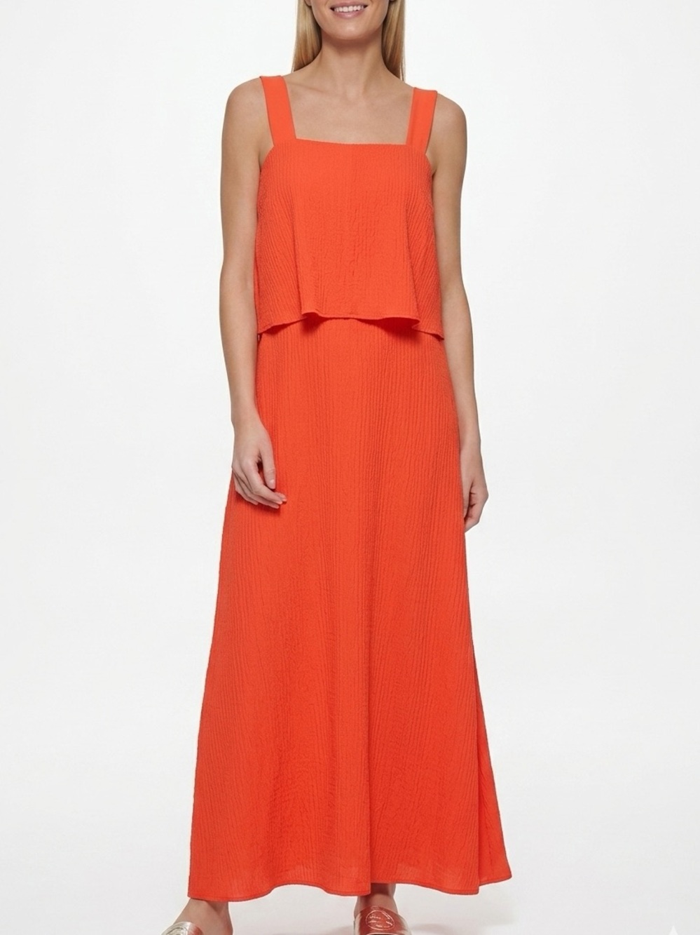 NWT DKNY Women’s Layered Contrast--Strap Maxi Dress – Size S